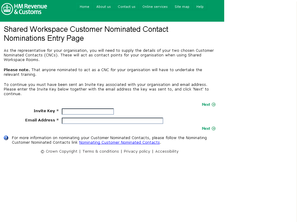 Nominations entry page, no entries