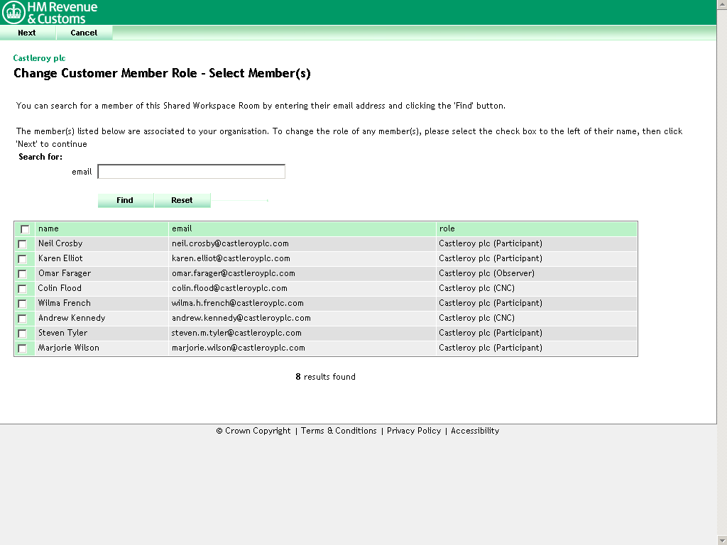 Change Customer member Role - Select Member role screen, Omar's new role highlighted