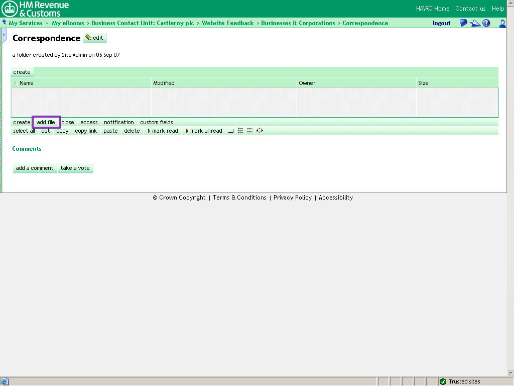 Correspondence folder. No files listed.