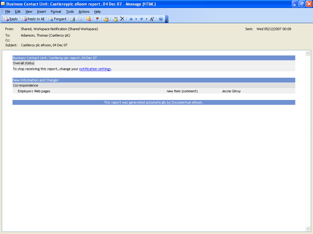 Outlook Notification.